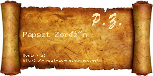 Papszt Zorán névjegykártya